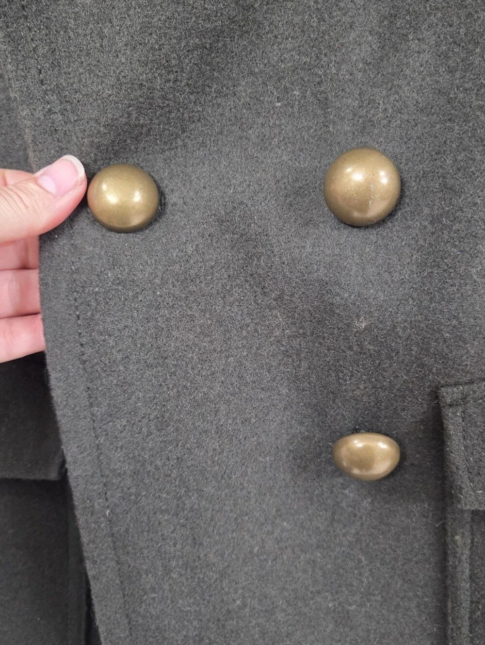 American Eagle Outfitters‎ women's army green peacoat with bronze buttons Sz S